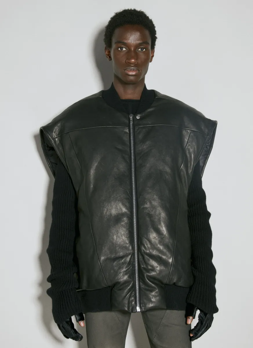 Oversized Padded Leather Gilet