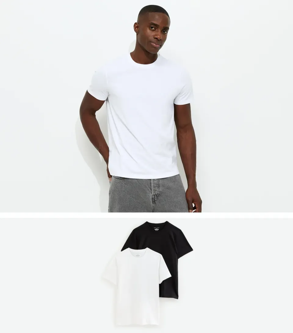 Men's Pack Of 2 White Short Sleeve Regular T-Shirts