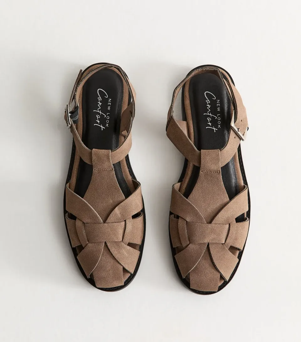 Women's Light Brown Faux Suede Gladiator Strap Flat Sandals Vegan