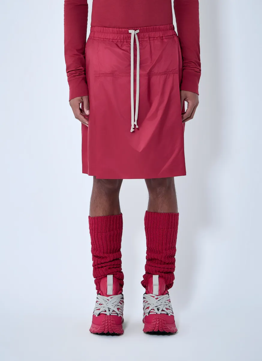 Drawstring Midi Kilt Shorts