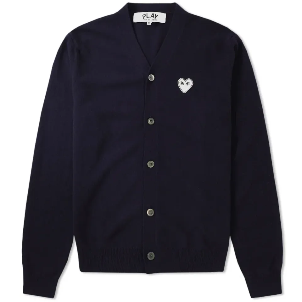 Comme des Garcons Play Silver Heart Cardigan