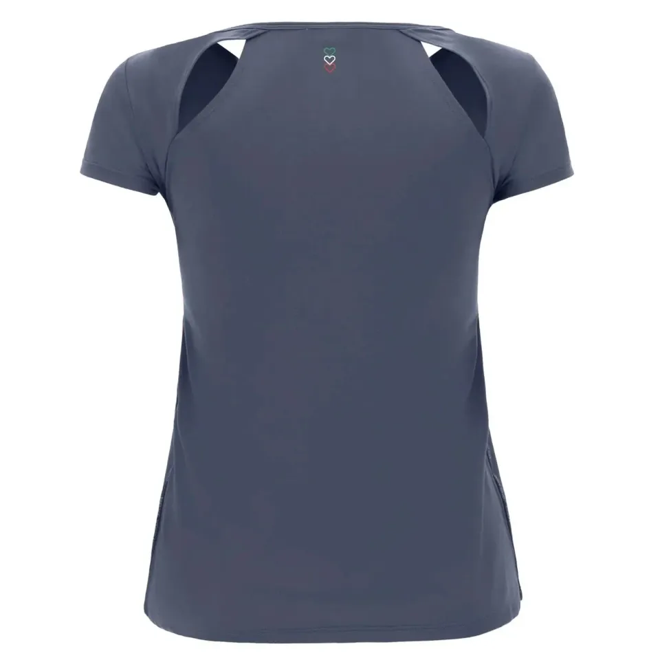 Yoga T-Shirt with openings at the back - Dusty Blue