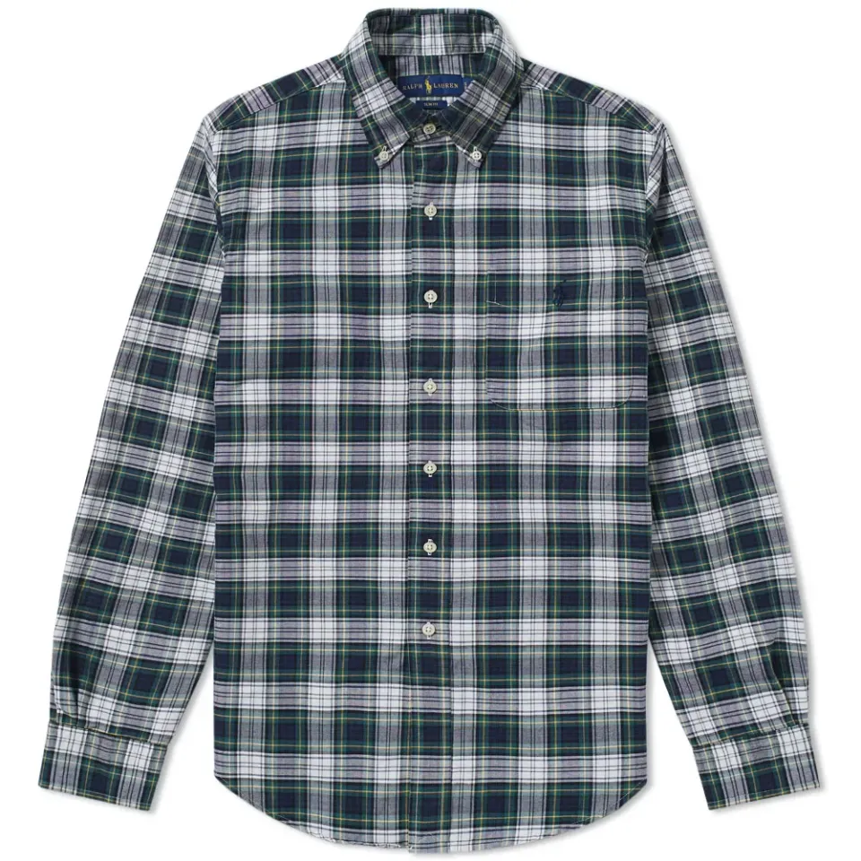 Slim Fit Button Down Check Oxford Shirt