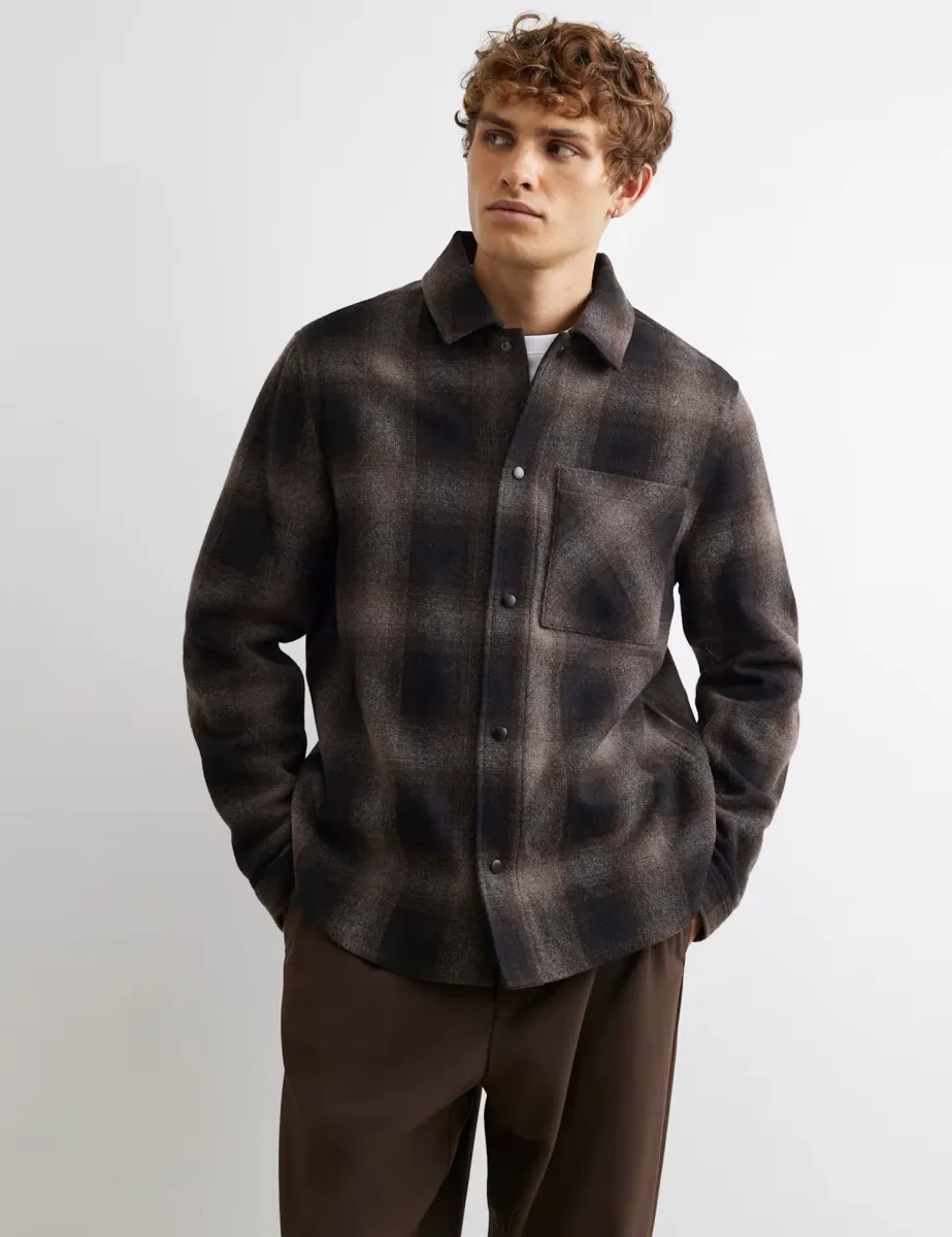 Regular Fit Pure Cotton Checked Overshirt