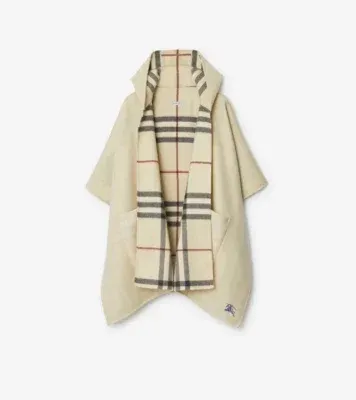 Cashmere Hooded Cape in Stone beige