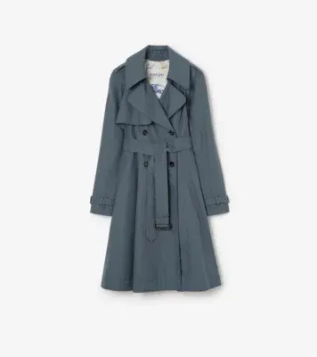 Long Tropical Gabardine Pembury Trench Coat in Seafarer blue