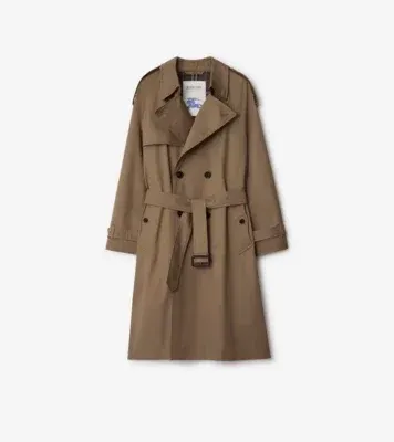 Long Gabardine Chestwood Trench Coat in Clay brown - Men, Cotton Gabardine