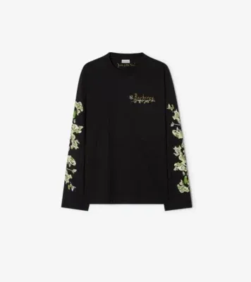 Long-sleeve Brave Little Tree Cotton T-shirt in Black