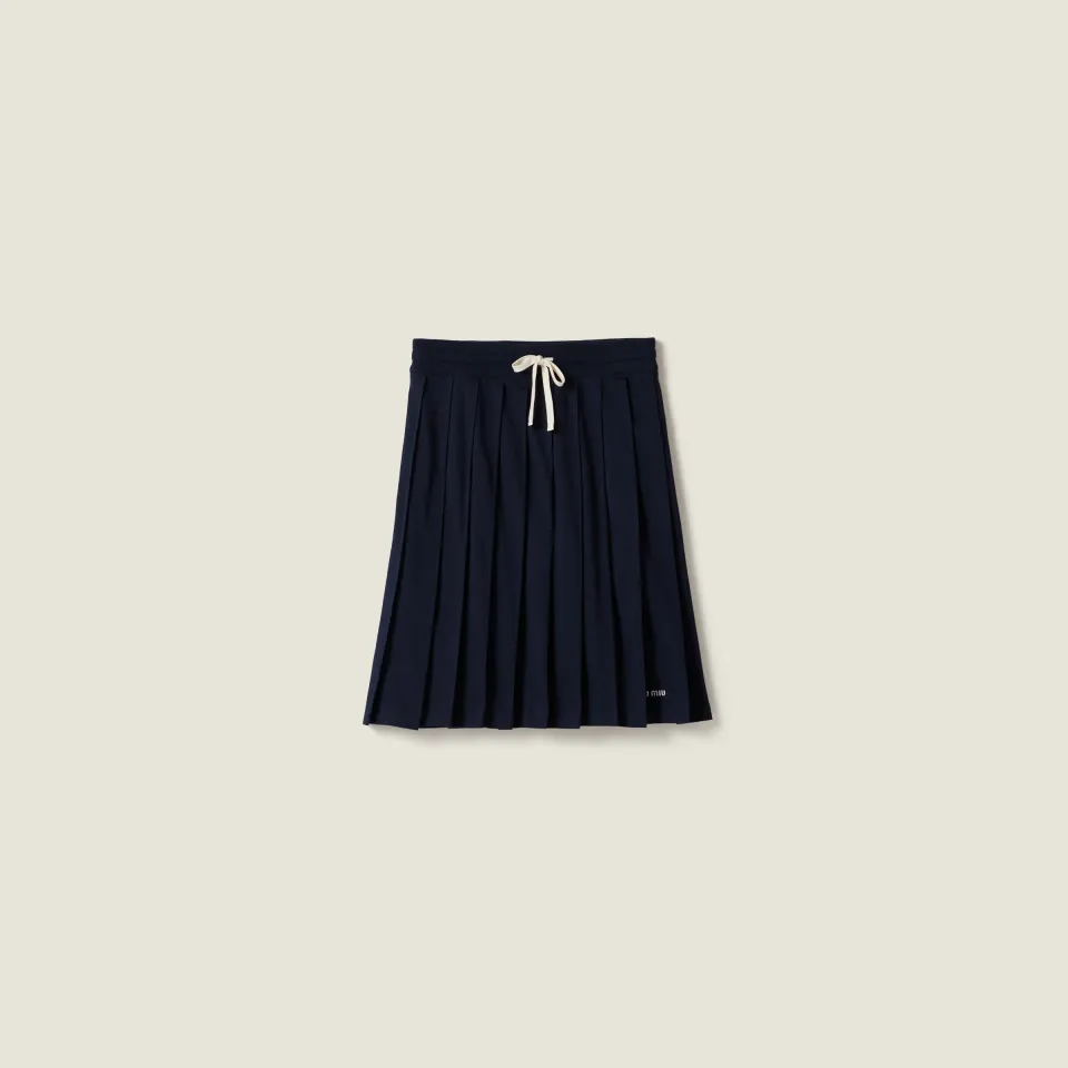 Pleated garment-dyed jersey skirt