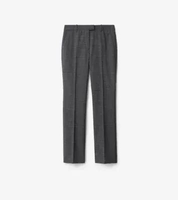 Check Wool Tailored Trousers in Silhouette blue/granite grey
