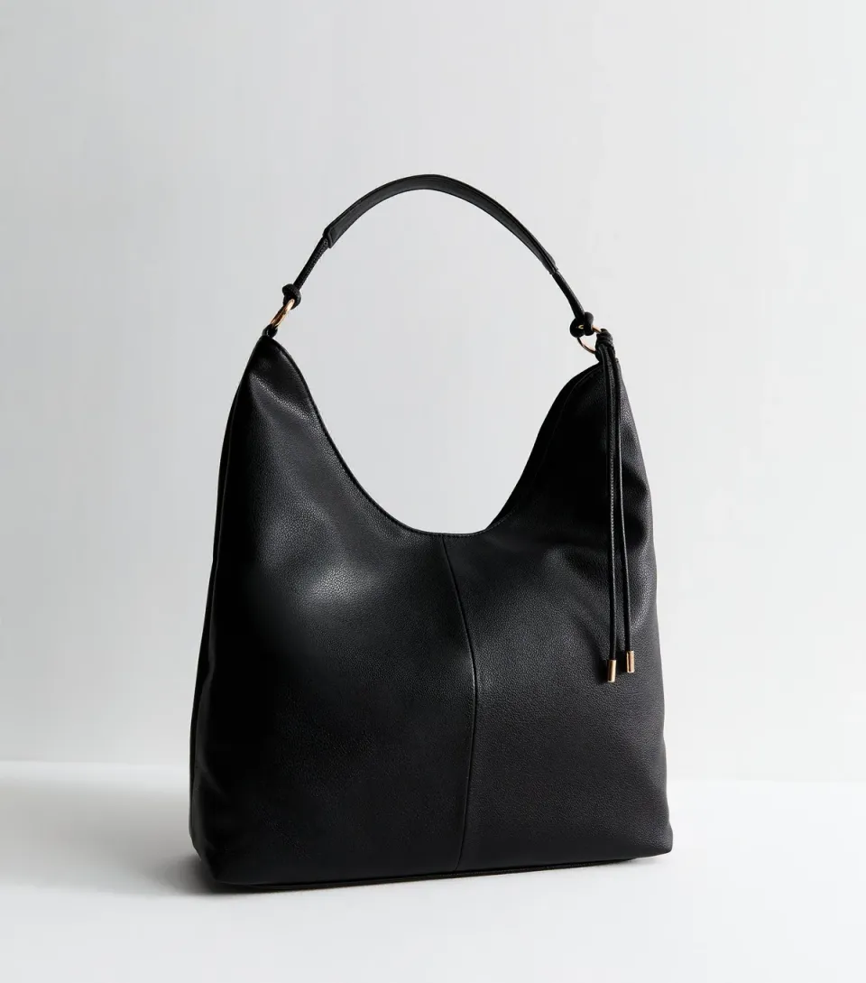 Black Faux Leather Tassel Detail Shoulder Bag Vegan