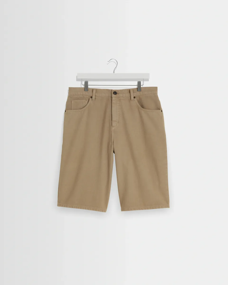 Luca - Washed Beige Organic Cotton Denim Shorts