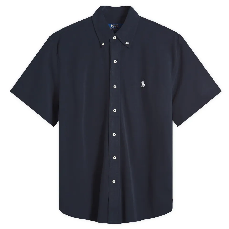 Short Sleeve Button Down Pique Shirt