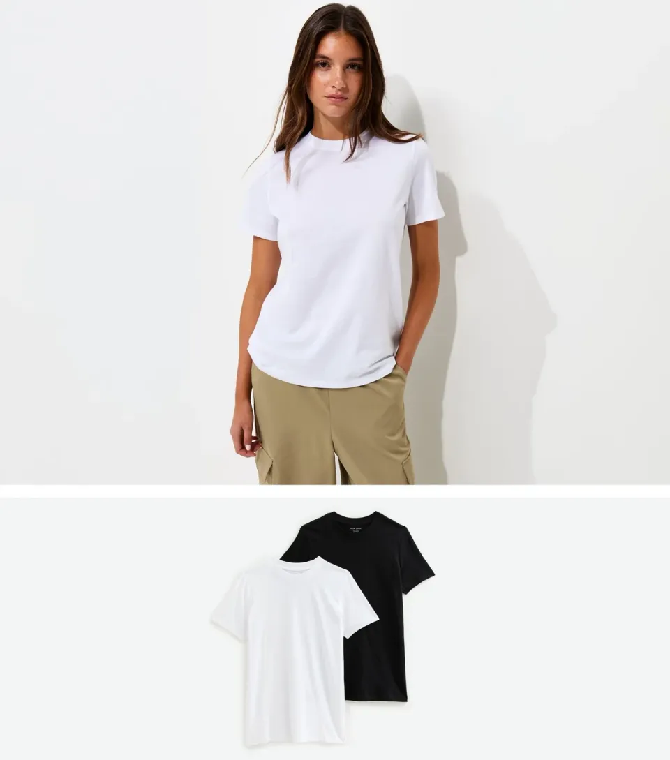 Women's White Cotton Pack Of 2 Relaxed T-Shirts