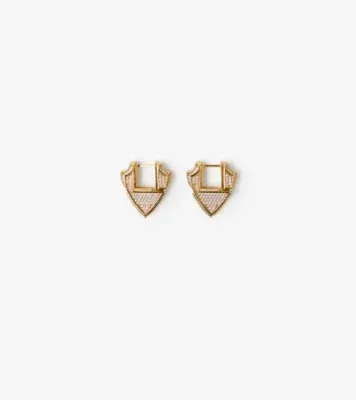 Small Shield Pavé Earrings in Gold/clear