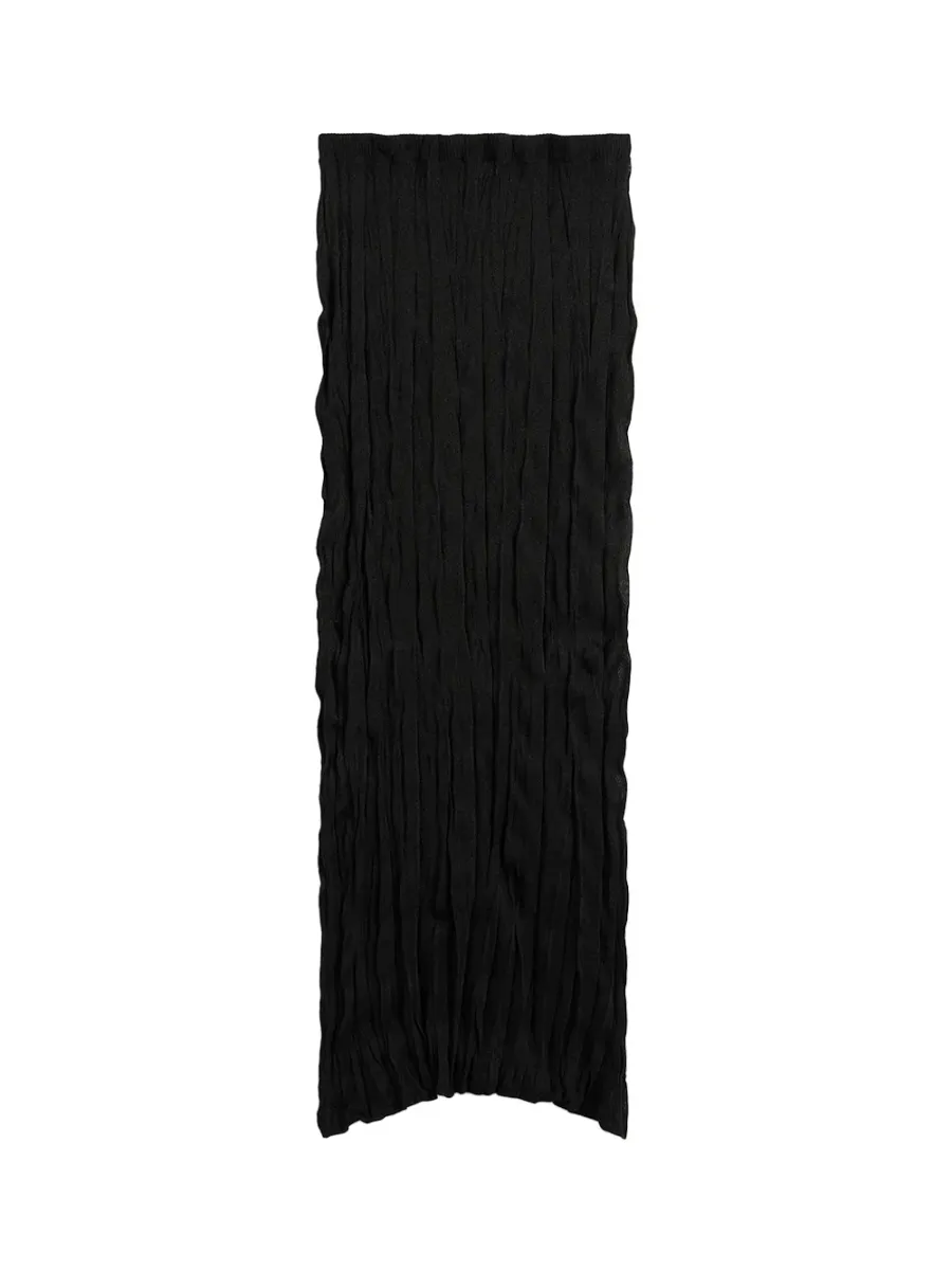 Crinkled Knit Skirt Black
