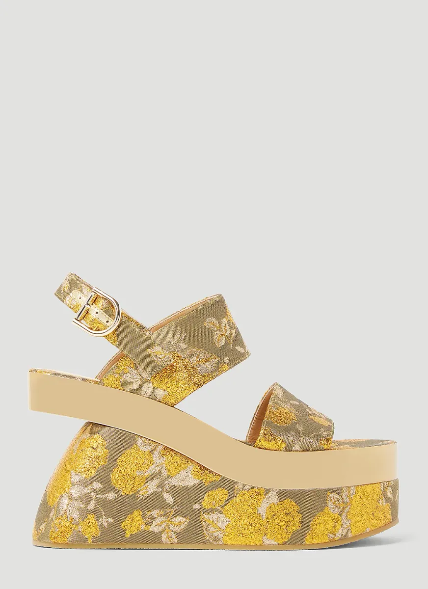 Floral Jacquard Platform Sandals