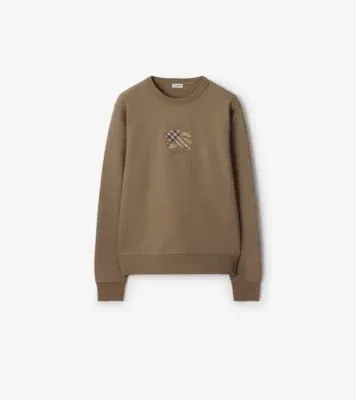 Knight Check Cotton Sweatshirt in Clay brown