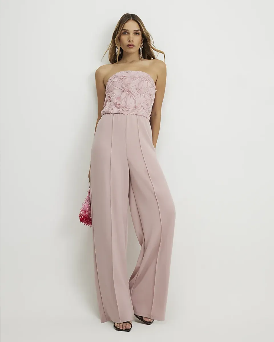 3D Flower Bandeau Jumpsuit