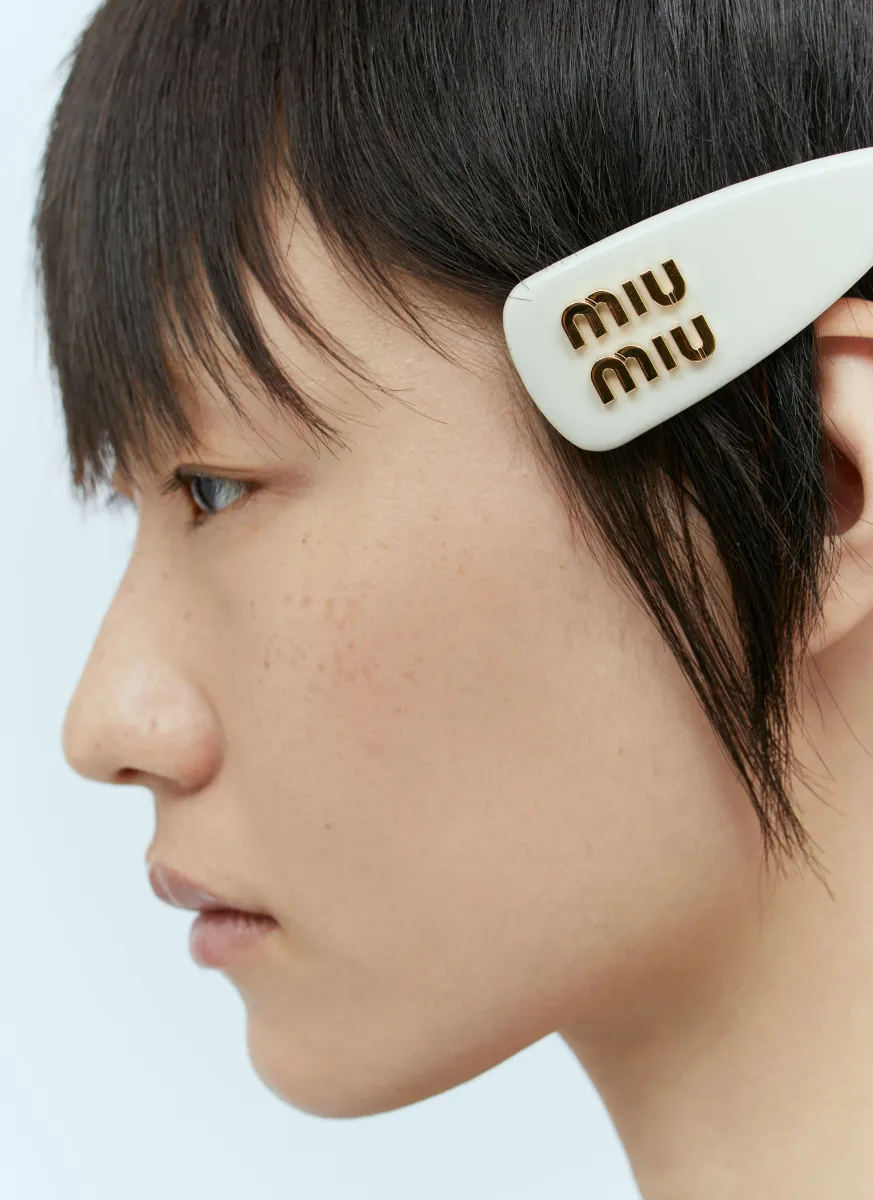 Patent Leather Logo Plaque Hair Clip