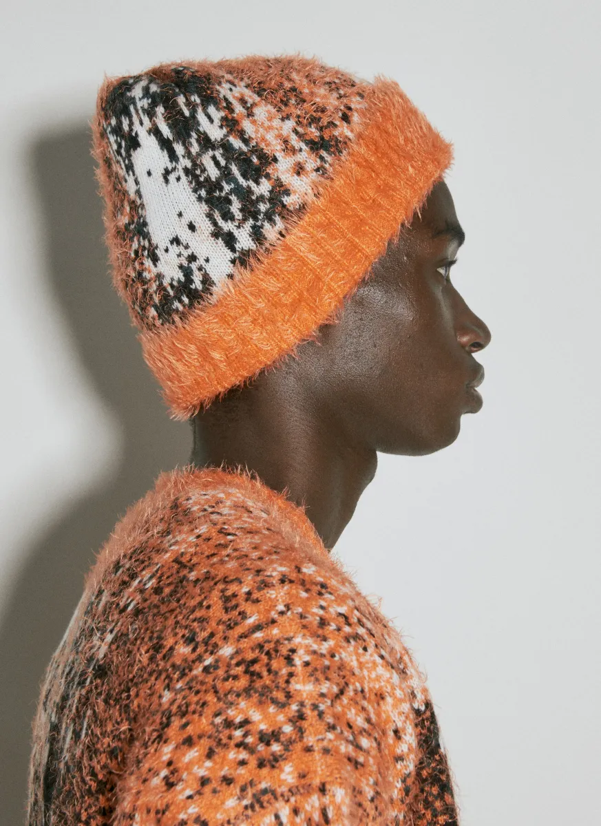 Gradient Hairy Knit Beanie Hat