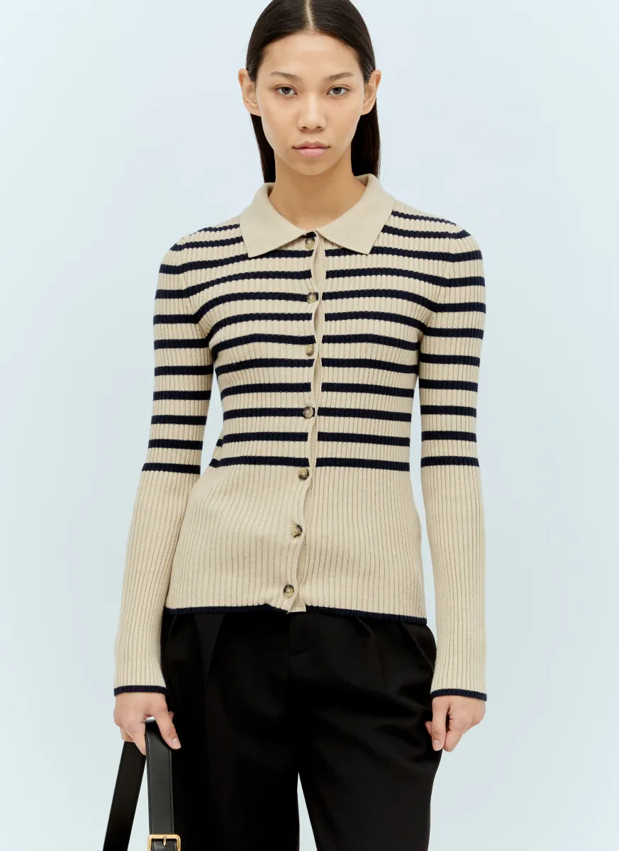 Stripe Cashmere-Blend Cardigan