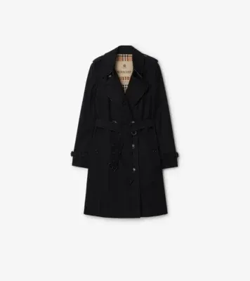 Mid-length Chelsea Heritage Trench Coat in Black - Women, Cotton Gabardine