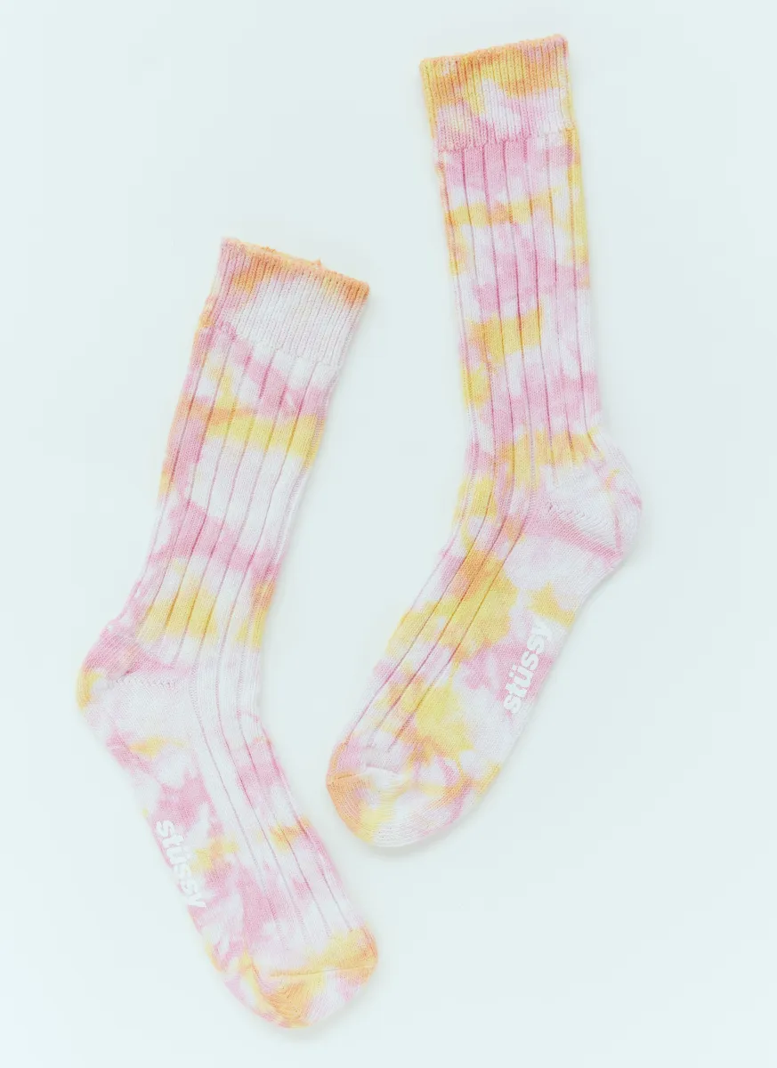 Multi-Dyed Ribbed Socks