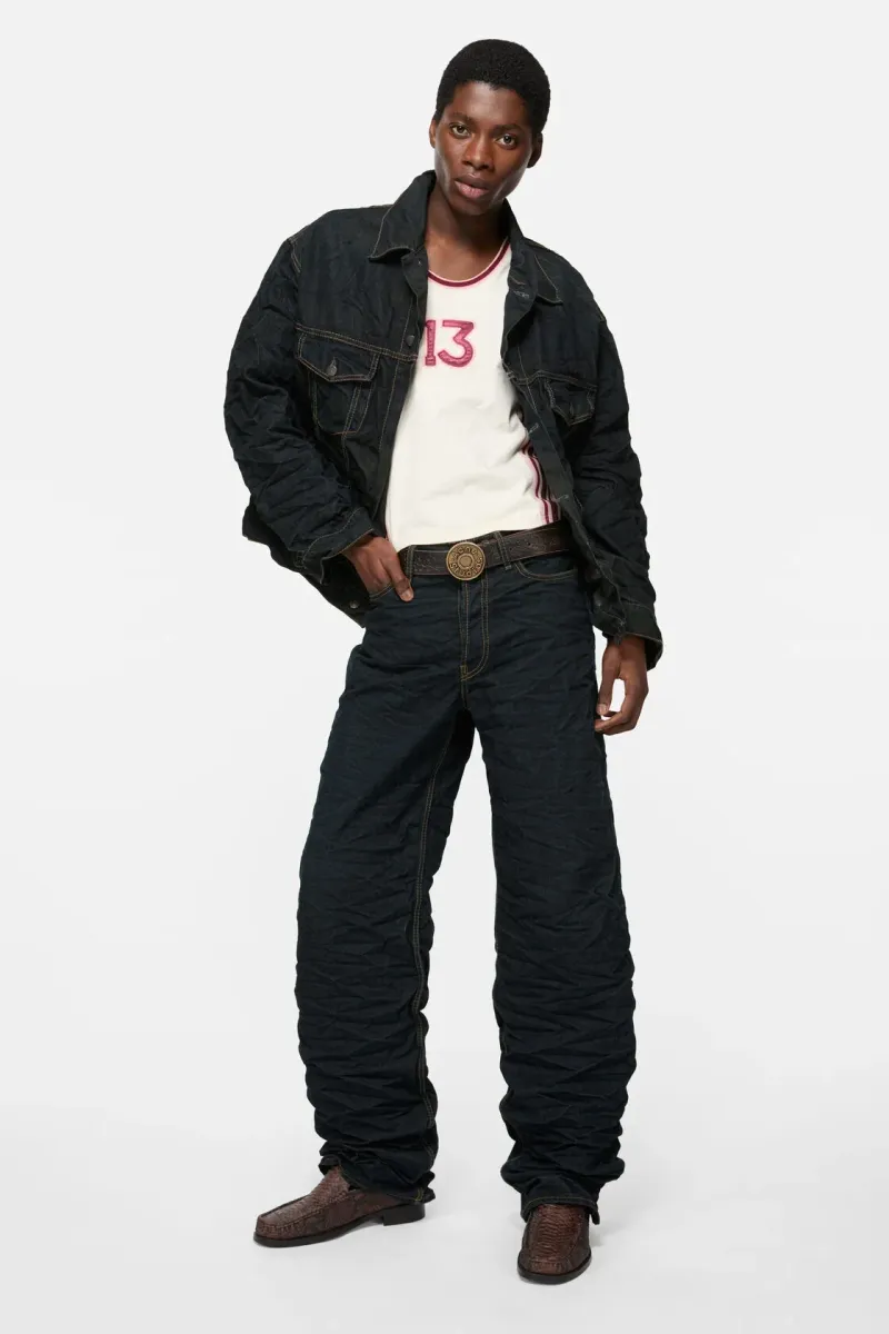Creased denim jacket