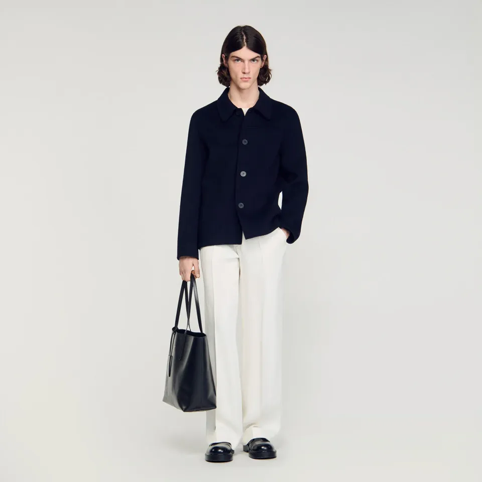 Wool jacket with regular collar