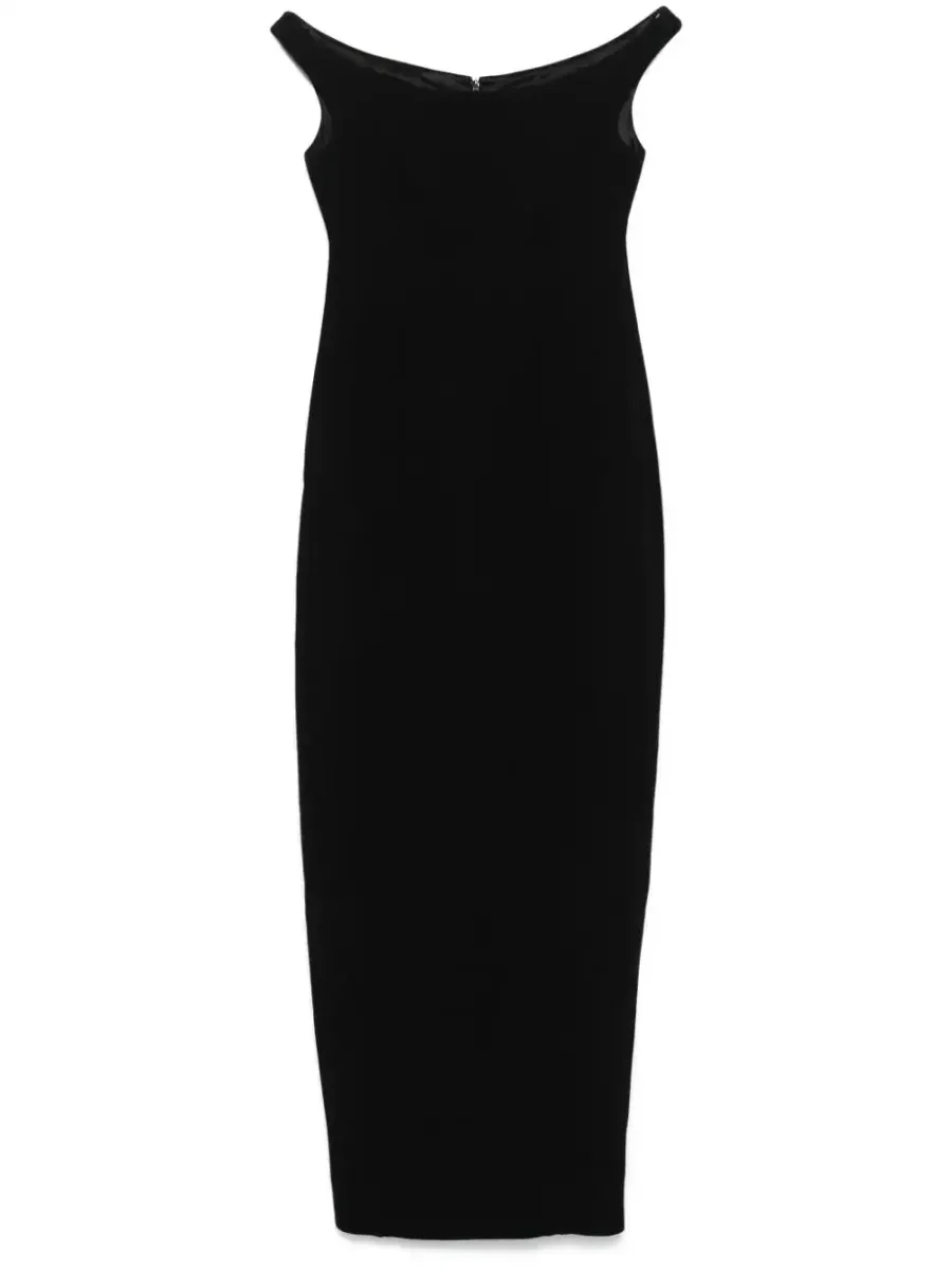 Curved Off-Shoulder Dress Black