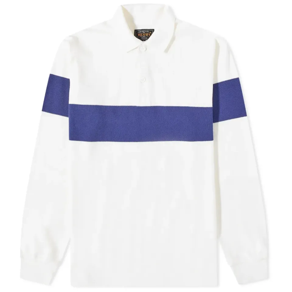 Pique Stripe Long Sleeve Polo