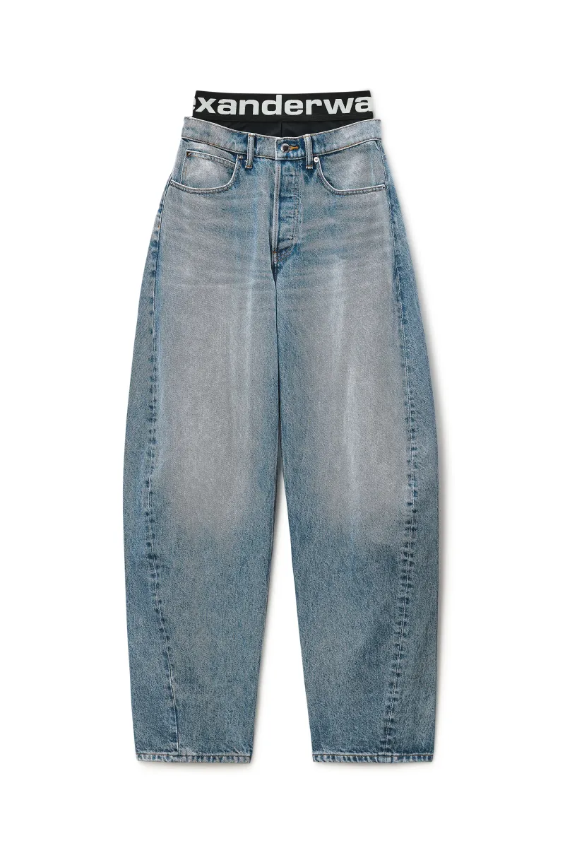 Blow-Up Jeans with Logo Bike Short Waistband