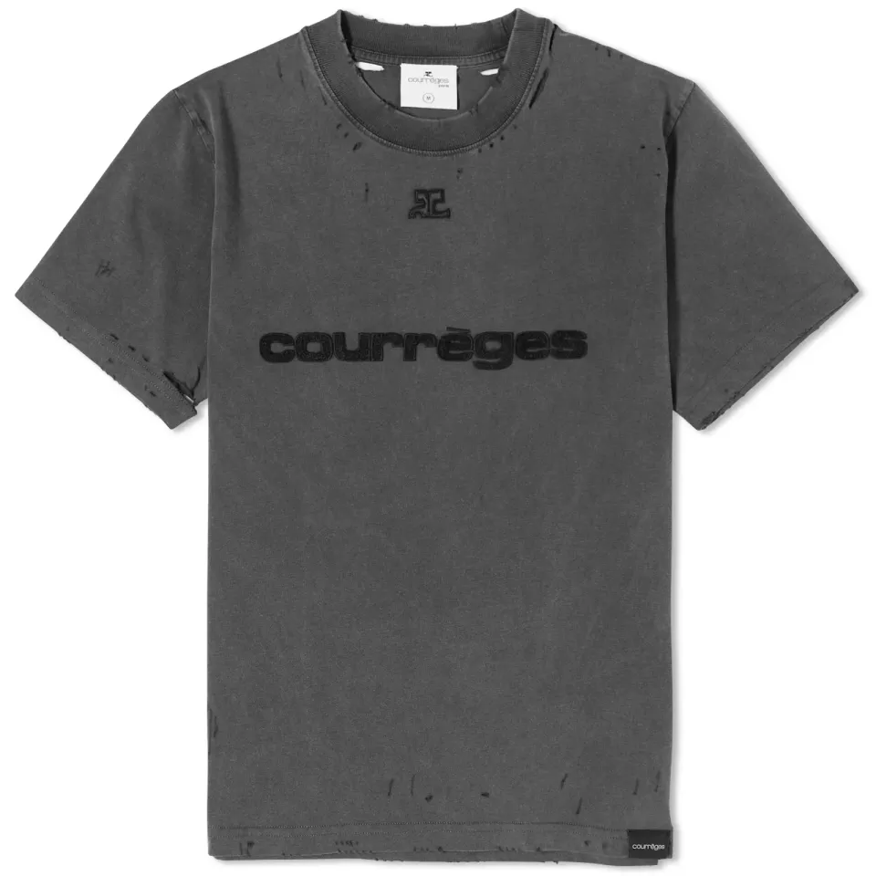 Courrèges Distressed Logo T-Shirt