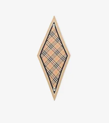 Check Knight Stamp Silk Scarf in Sand beige