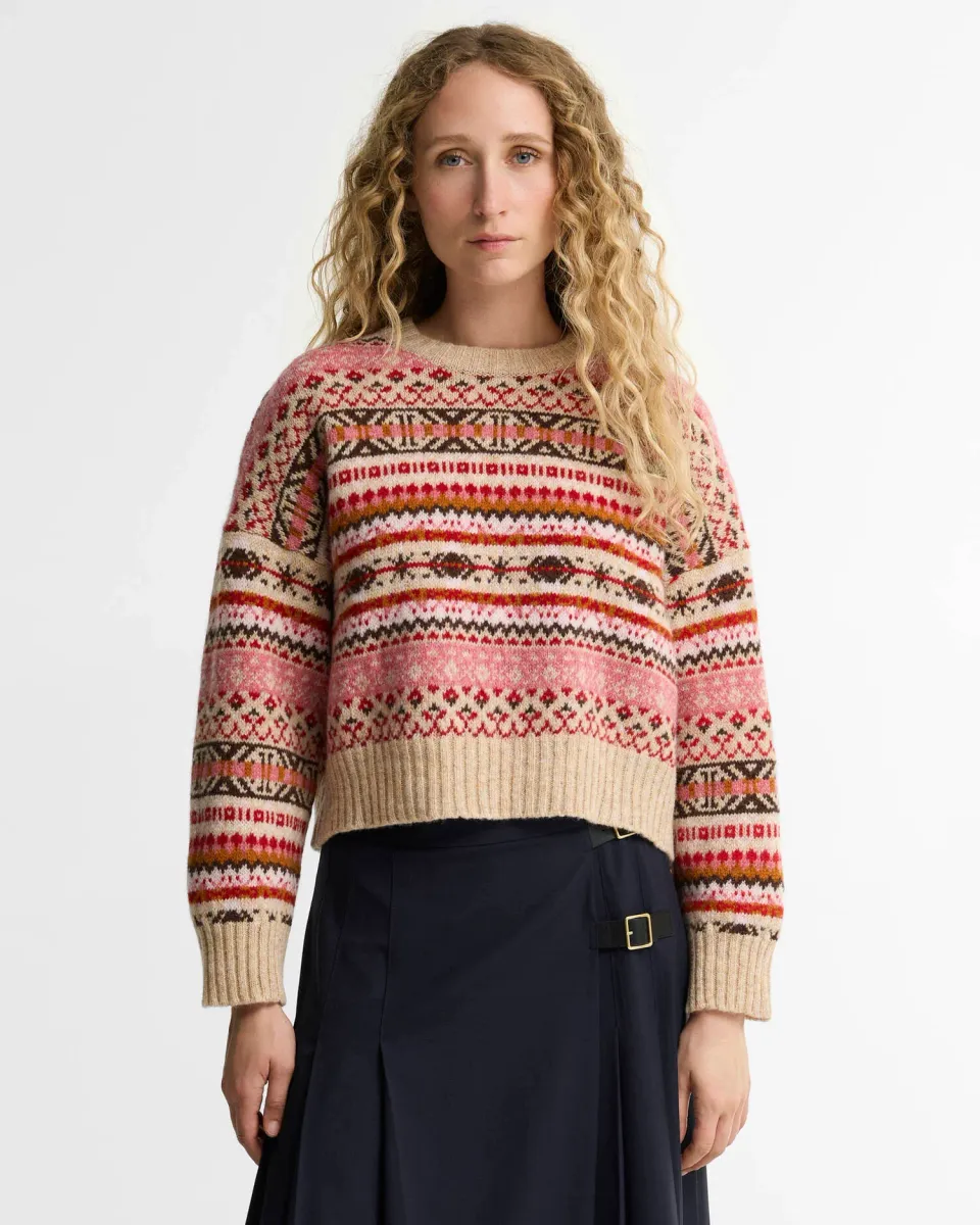 Scottish Made Overton Wool Cropped Crew Neck Jumper