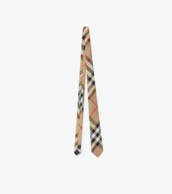 Check Silk Tie in Archive beige