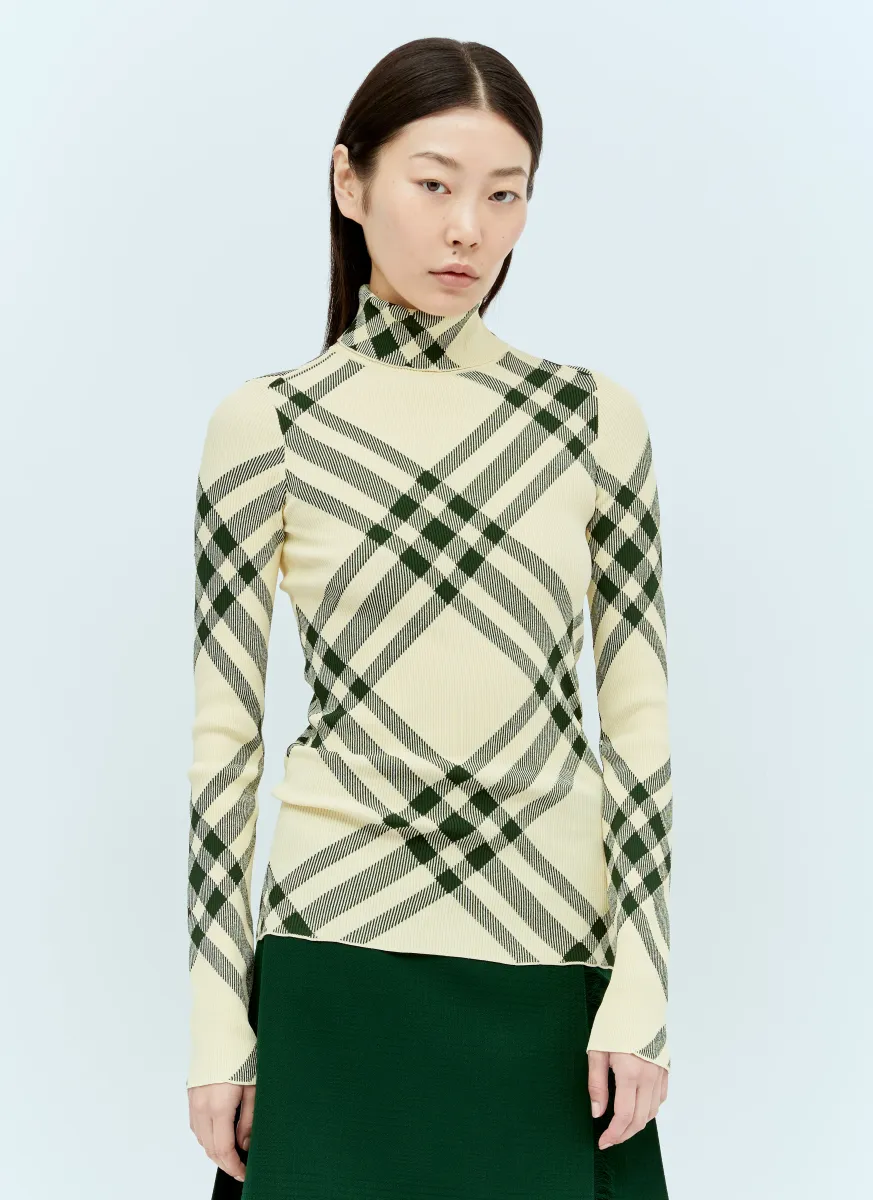 Ribbed Check Sweater
