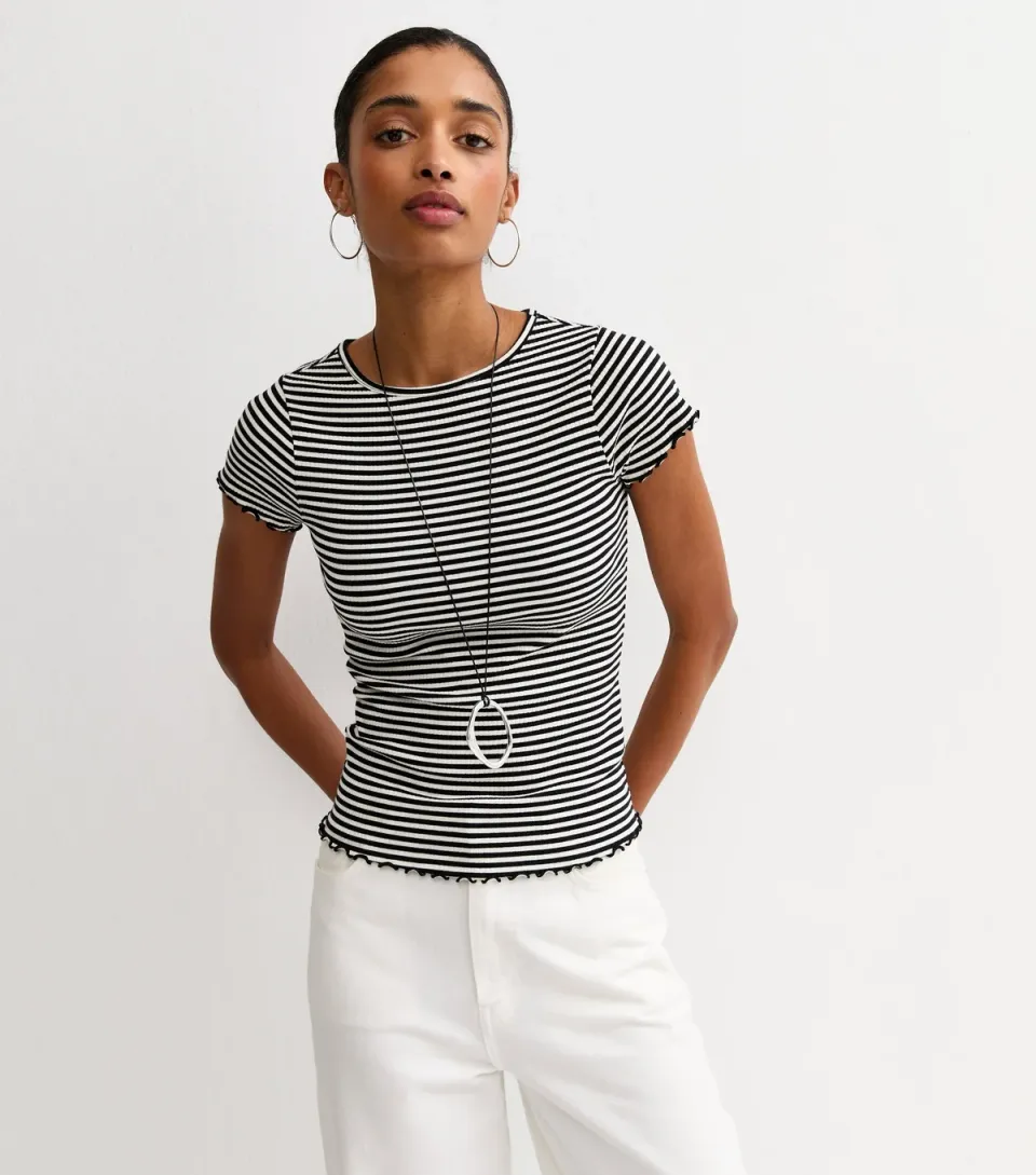 Women's Black Striped Babylock T-Shirt
