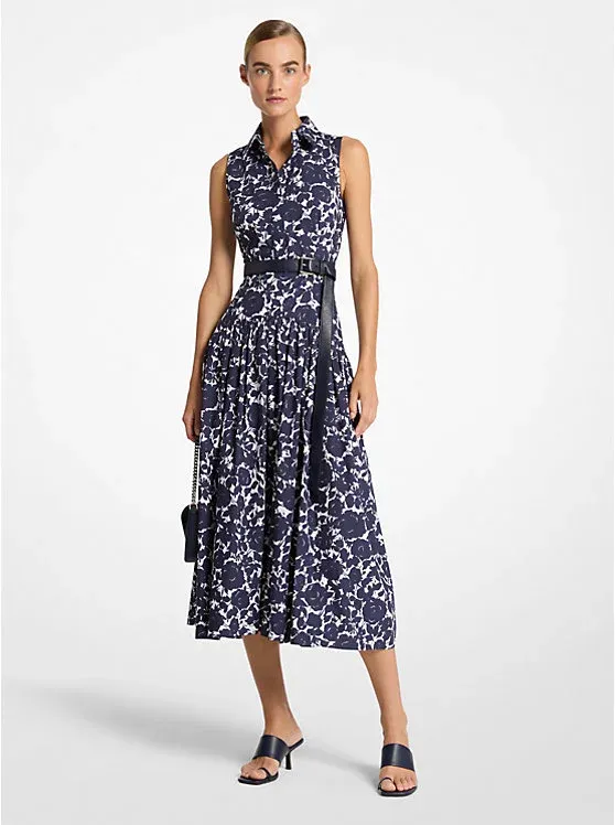 Floral Cotton Poplin Drop-Waist Shirtdress