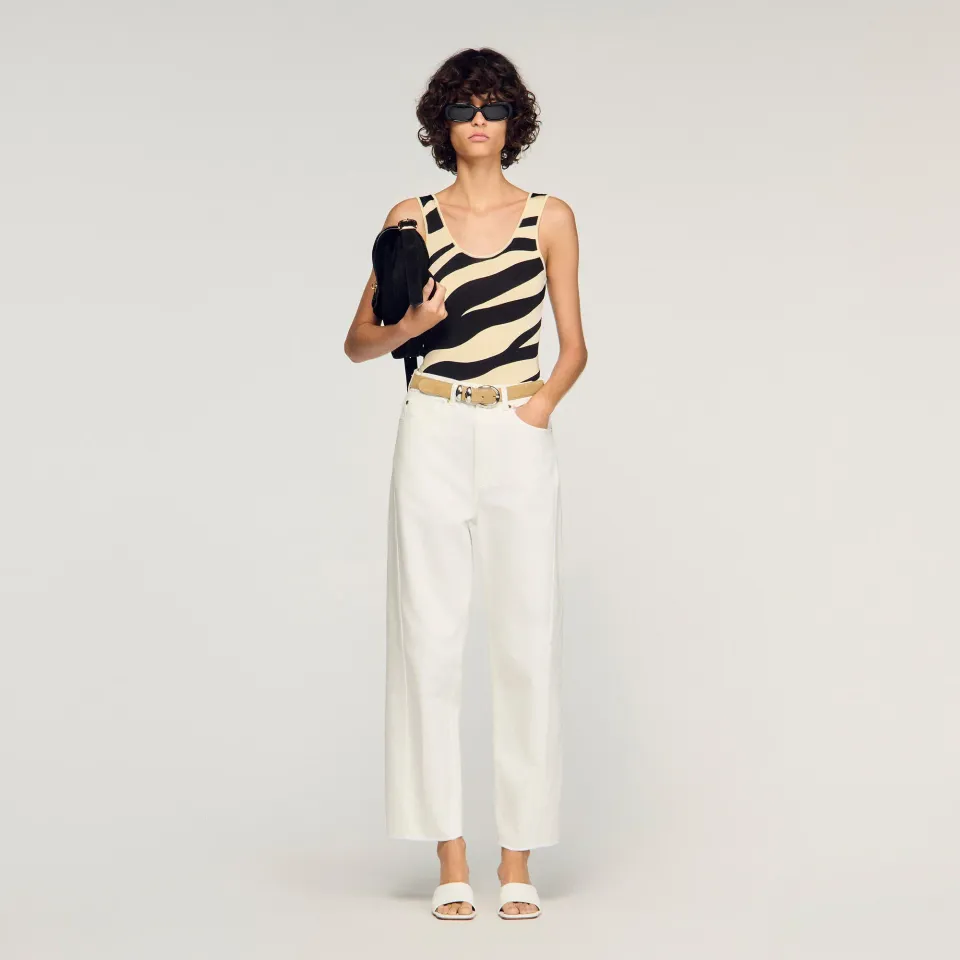 Zebra print knit bodysuit