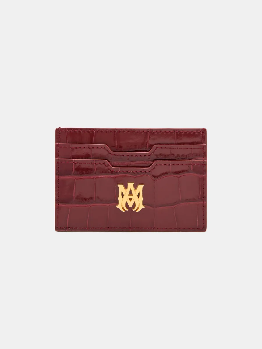 CROC EMBOSSED CARD HOLDER - WINE
