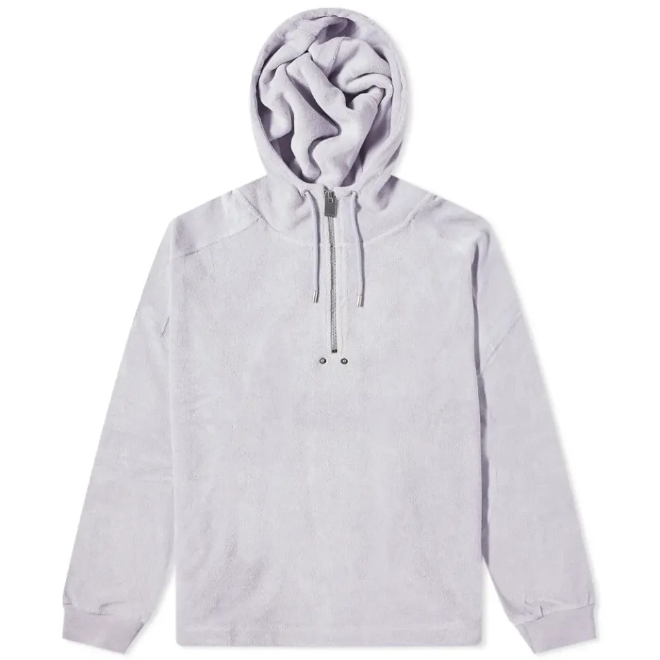 Towelling Quarter Zip Popover Hoody