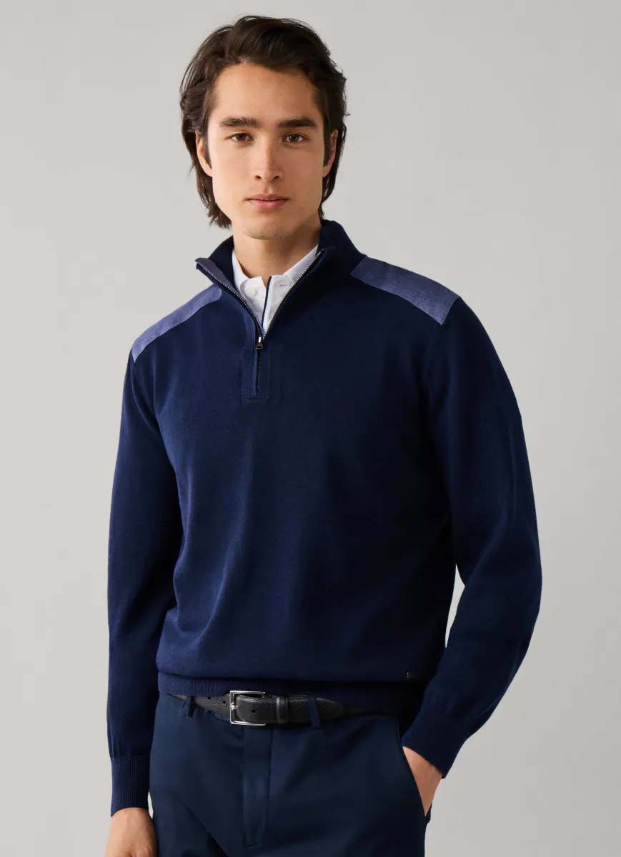 Linen-Cotton Hybrid Quarter Zip Jumper