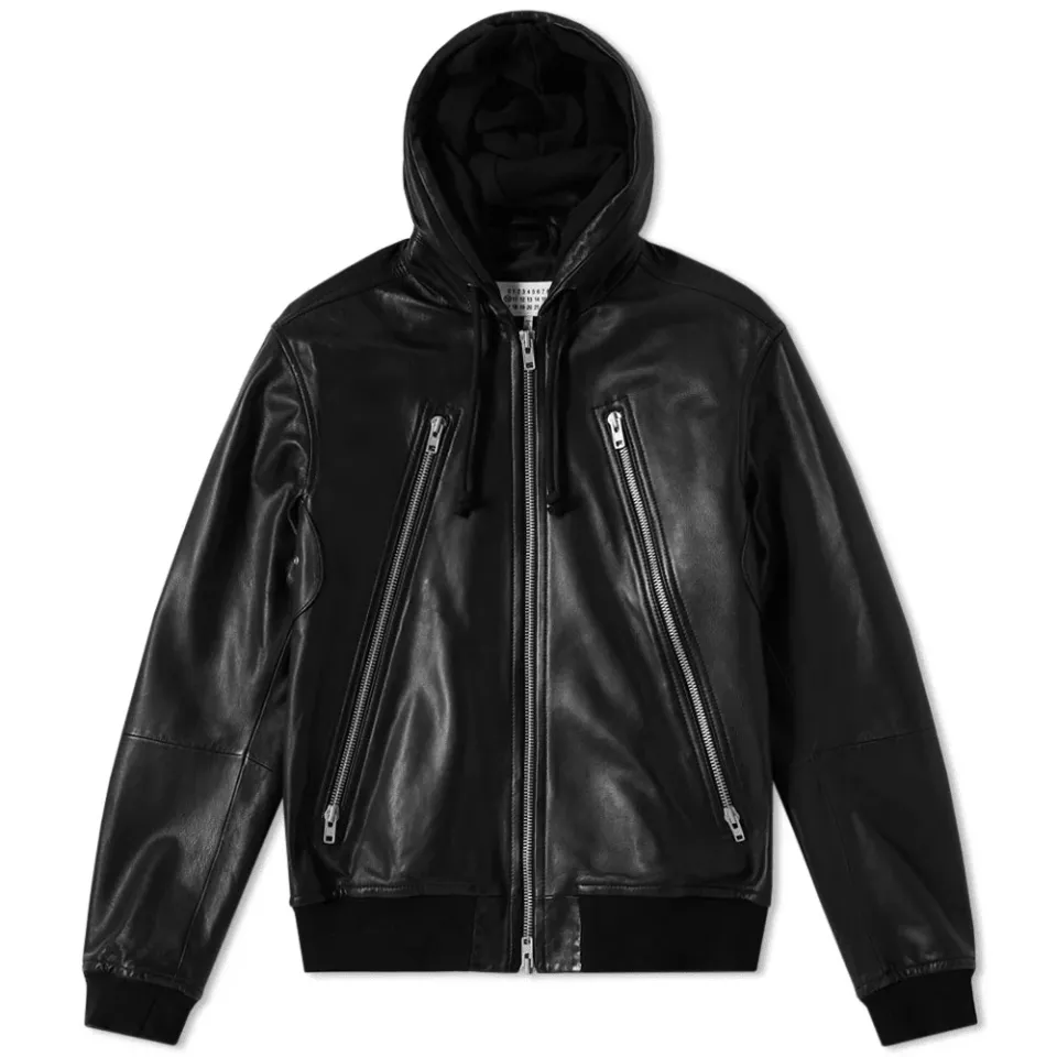 10 3 Zip Leather Hoody