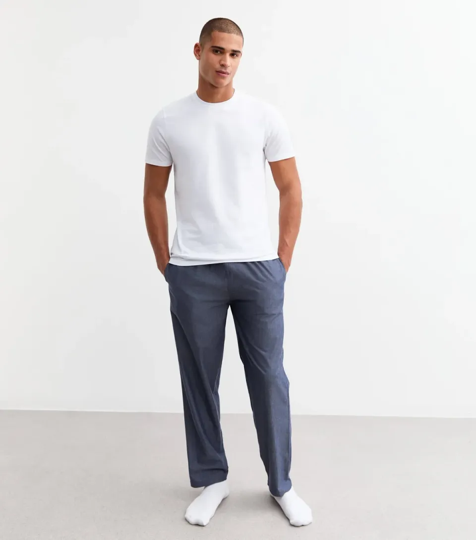 Men's White Regular Long Cotton Pyjama Set