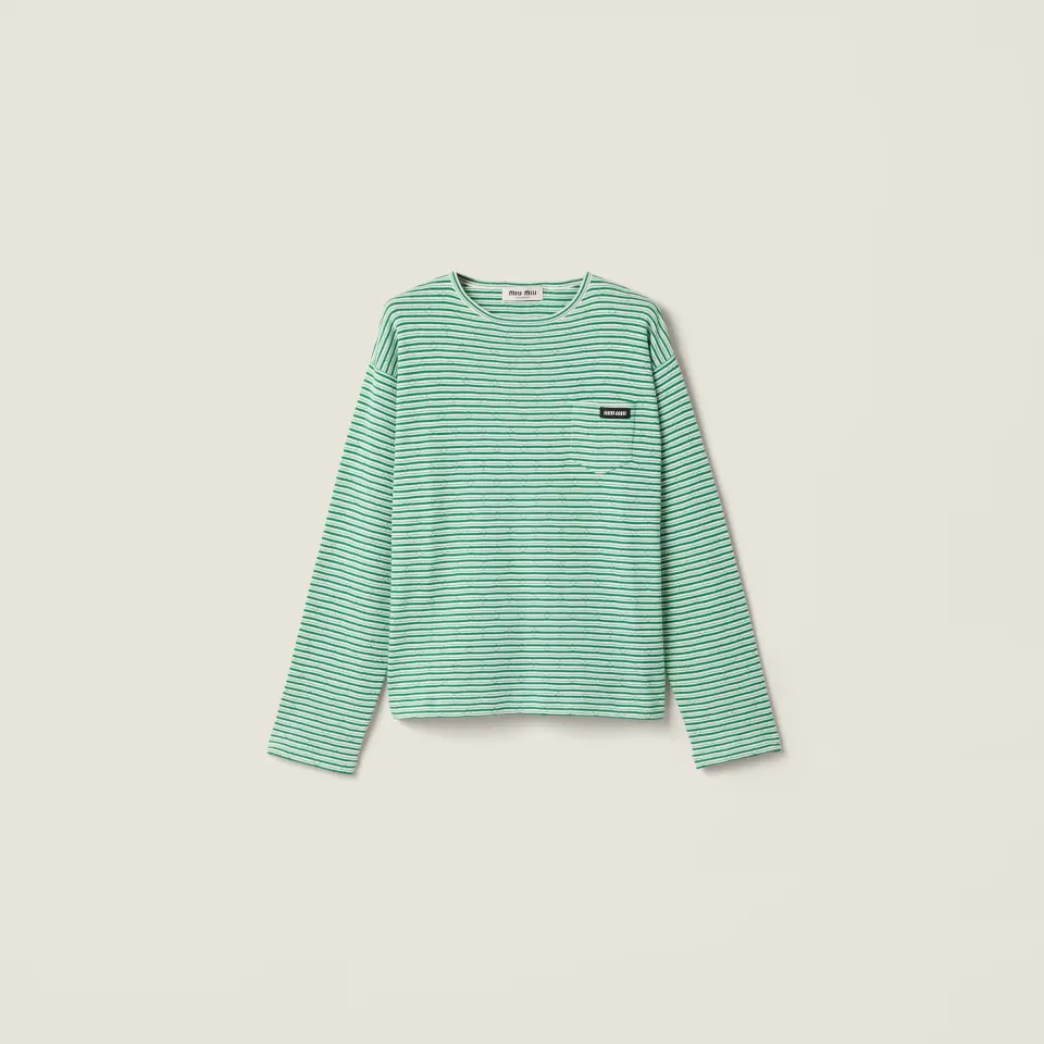 Cotton, cashmere and silk crew-neck knit sweater