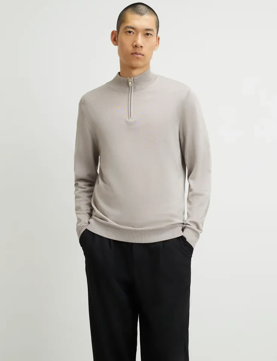 Half Zip Jumper Stone