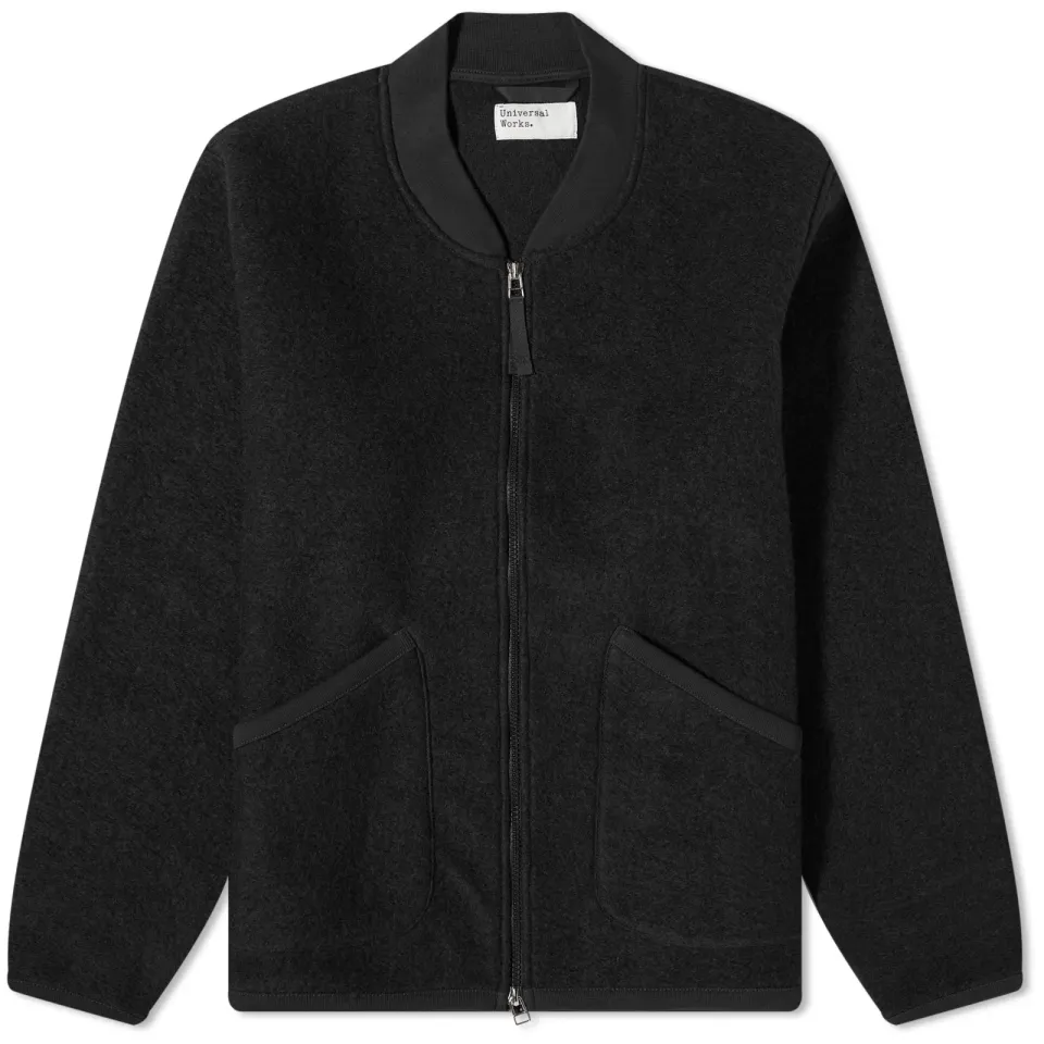 Wool Fleece Zip Bomber Jacket