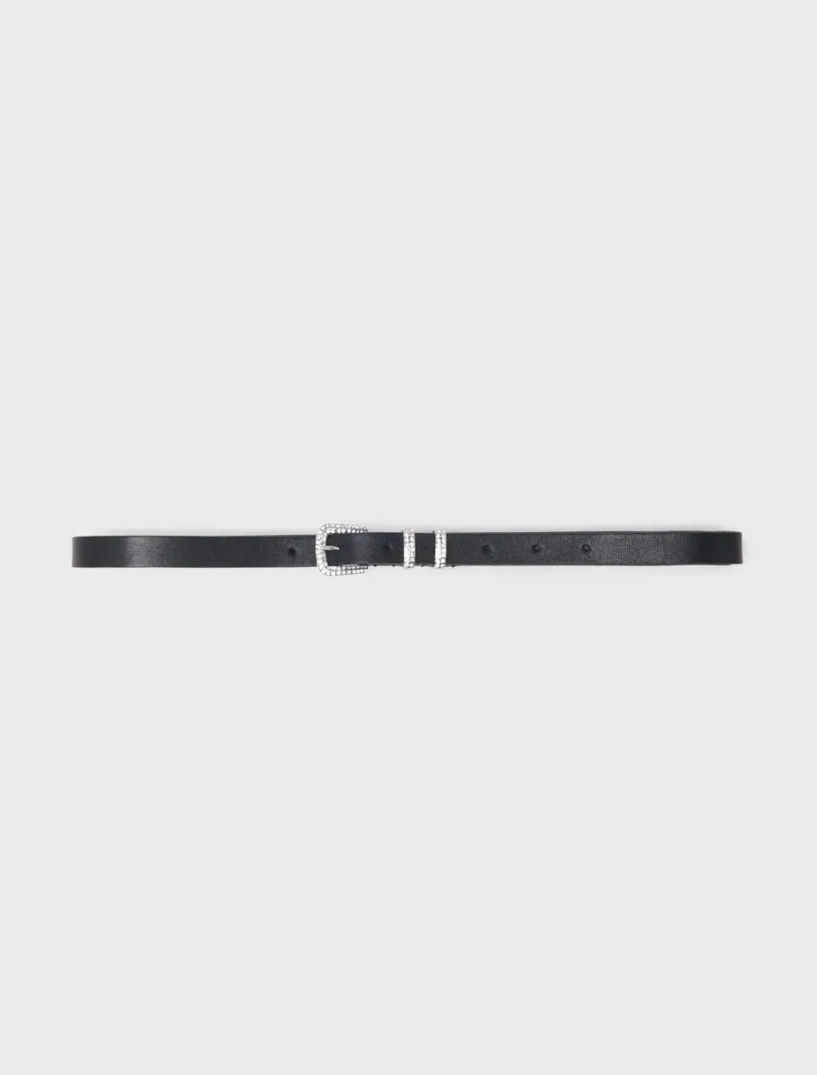 Slim belt with diamanté buckle